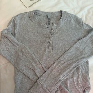 SKIMS Light Gray Long Sleeve Top